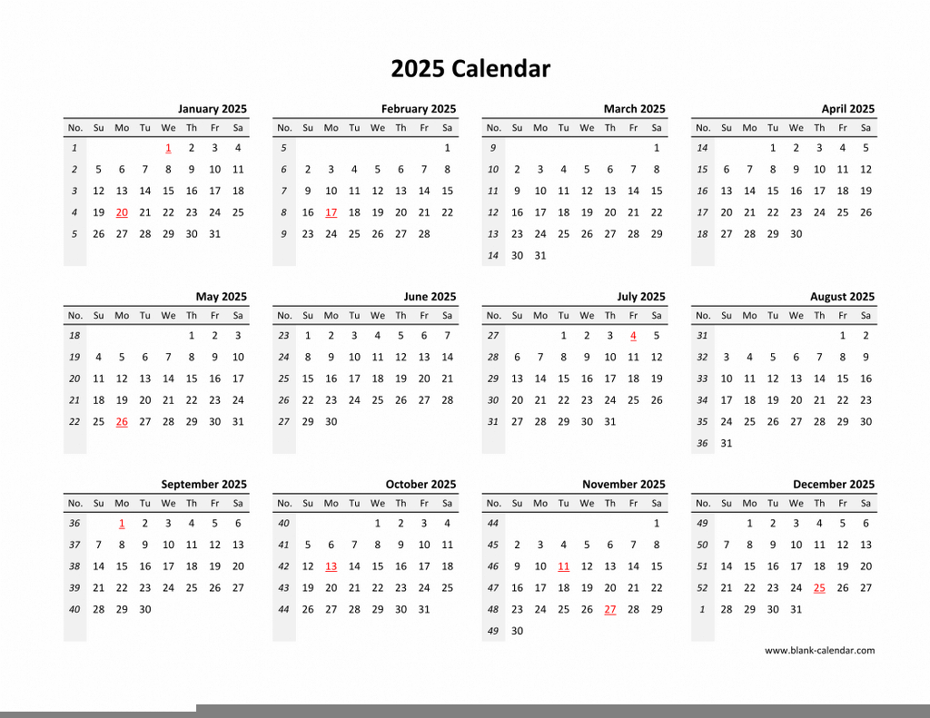 Free Printable Blank Calendar Template 2025 Calendar 2025