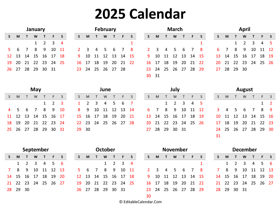 Free Printable Calendar Landscape 2025 Cinda Delinda