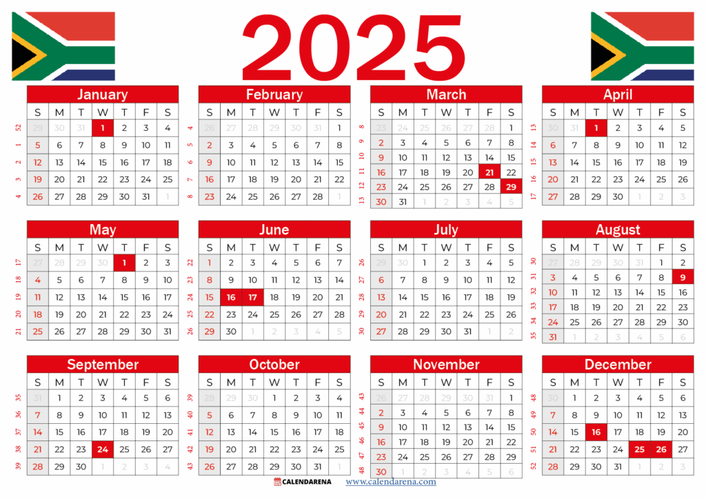 Free Printable February 2025 Calendar With Holidays South Africa 