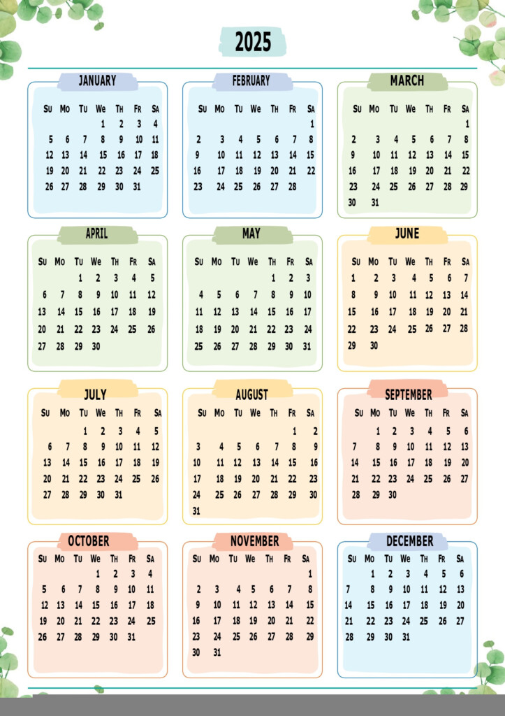 Free Printable Full Year Calendar 2025 Printable Calendars