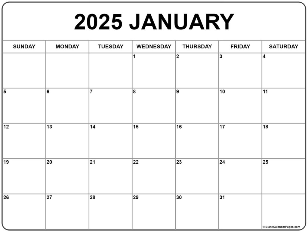 Free Printable January 2025 Calendar James A Hsu