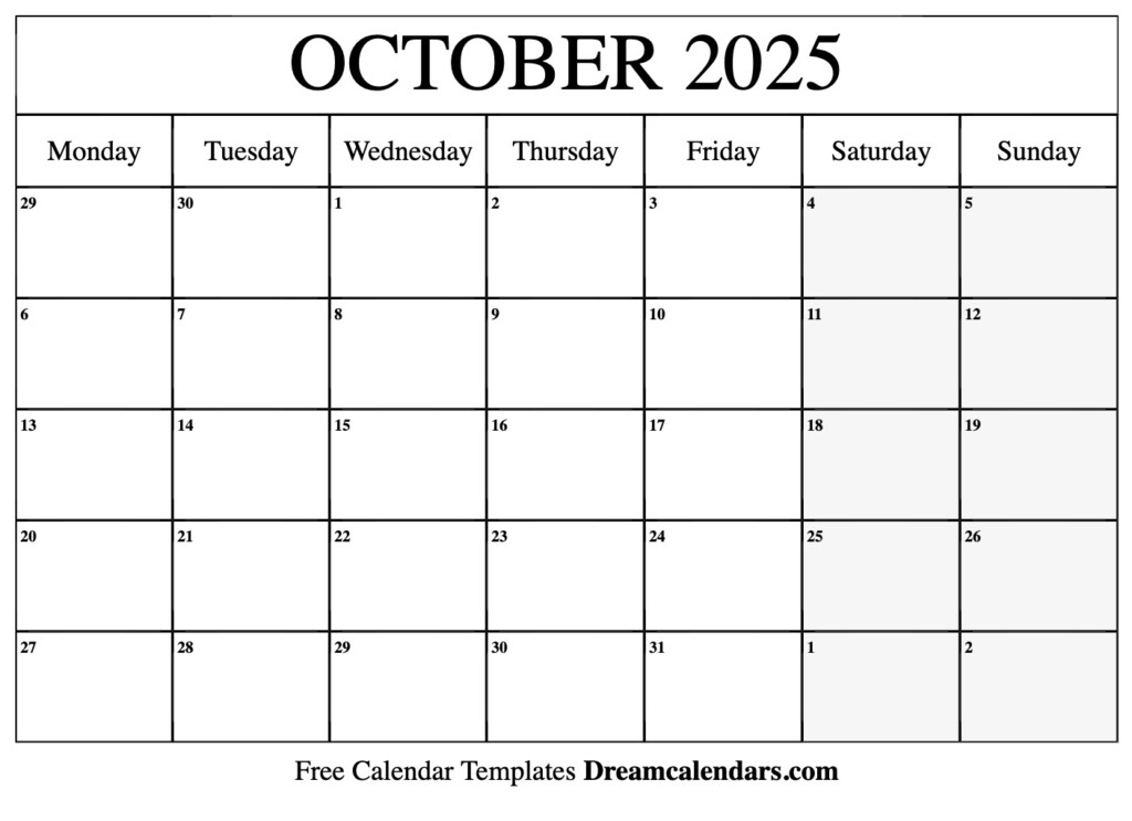 Free Printable October 2025 Calendar Pages 2025 Donald H Stillwell