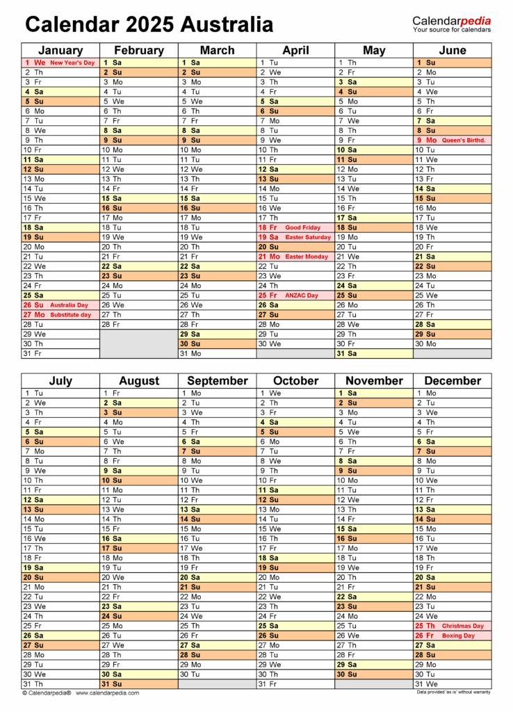 Free Printable South Australian Calendar 2025 Stay Organized And 