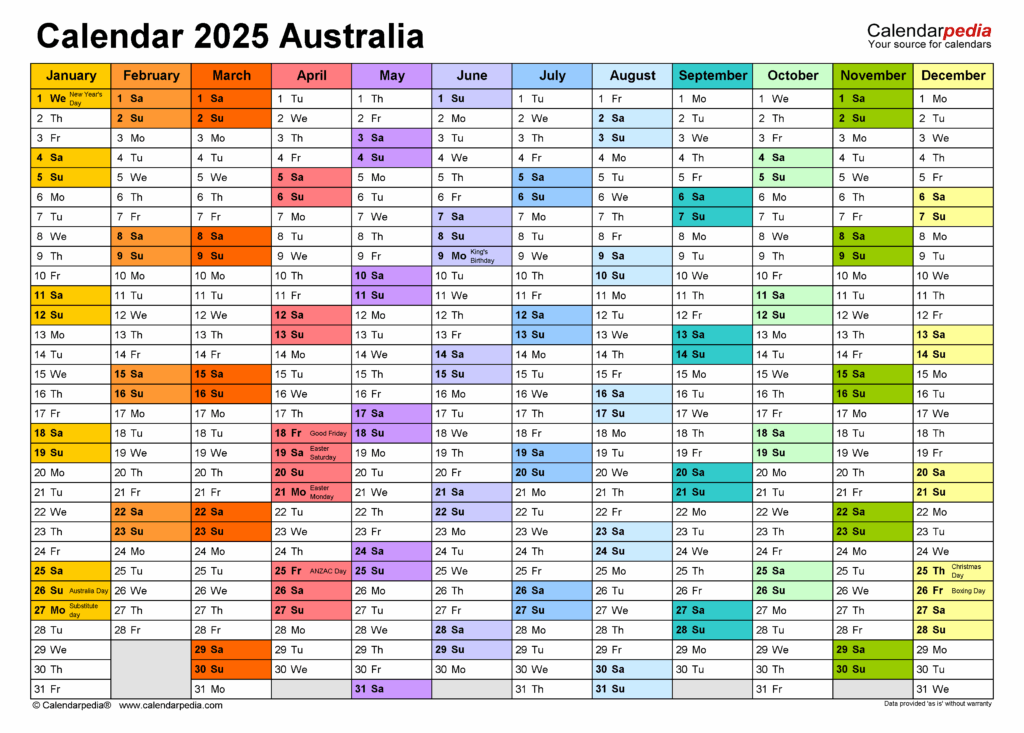 Free Printable Yearly Calendar 2025 Australia A Comprehensive Guide 