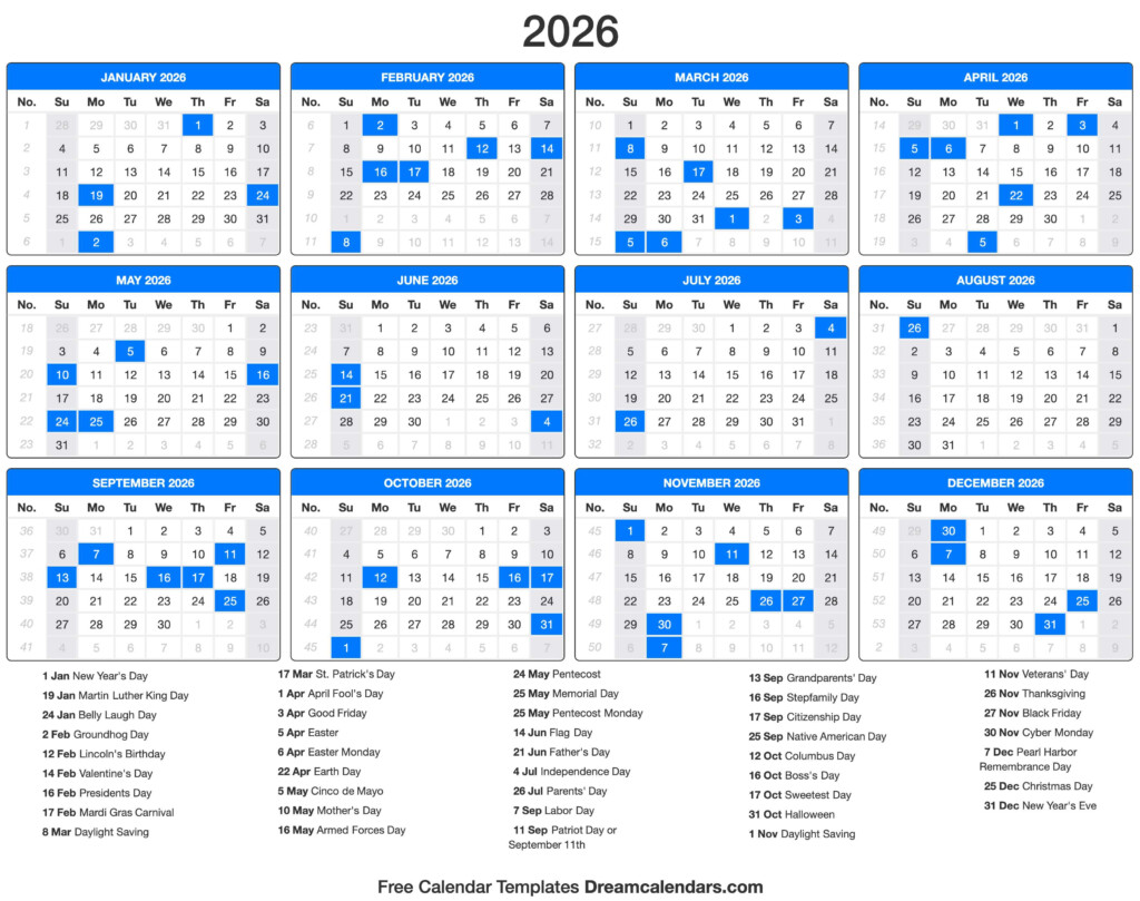 Full 2025 2026 Holiday Calendar Printable Free Calendars Spectacular 