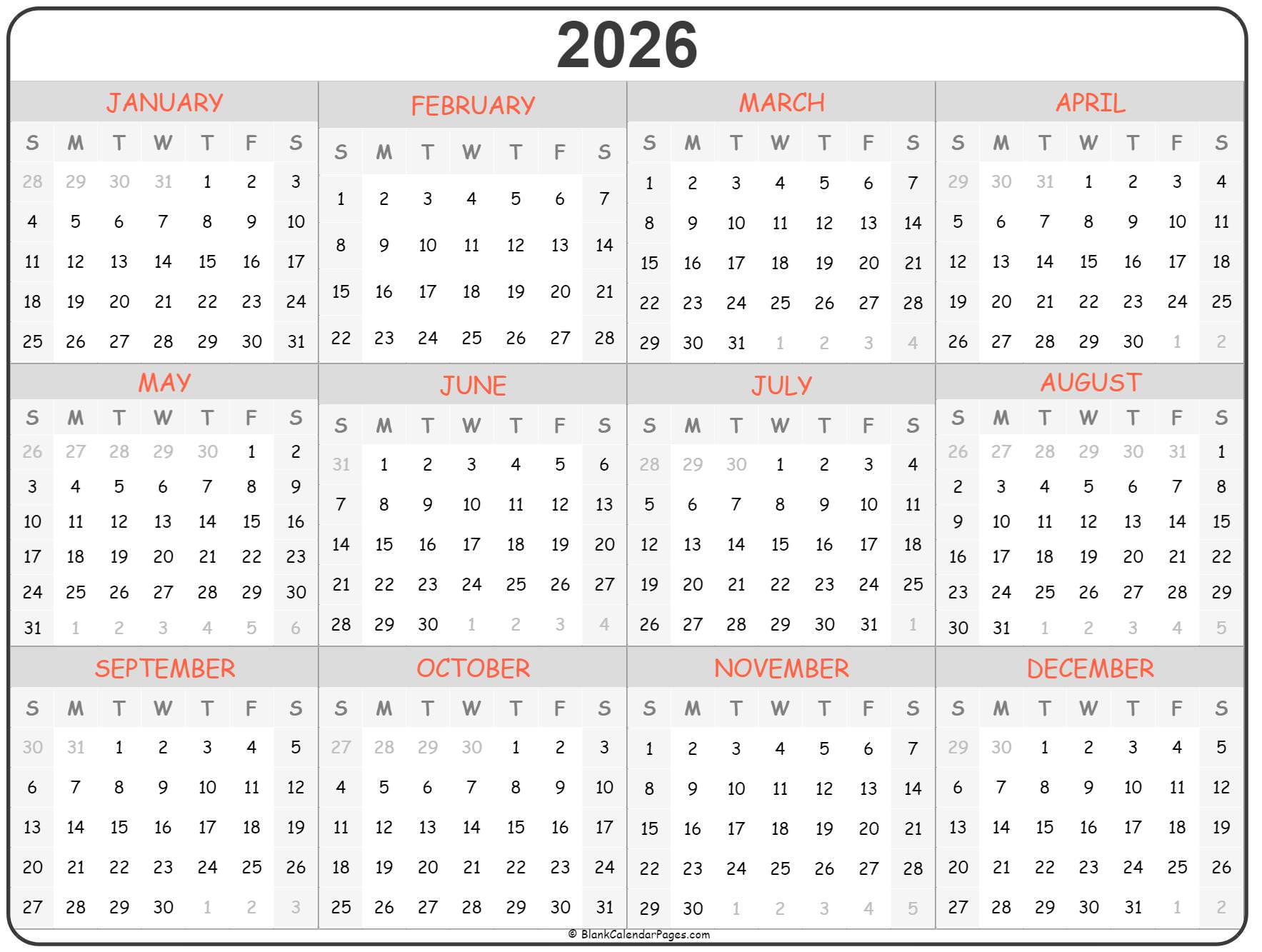 Full 2025 2026 Holiday Calendar Printable Free Calendars Spectacular