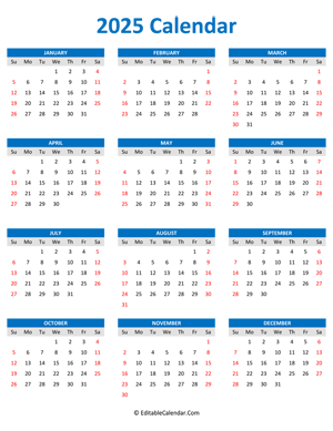 General Blue Calendar 2025 Editable Calendar Planner 2025
