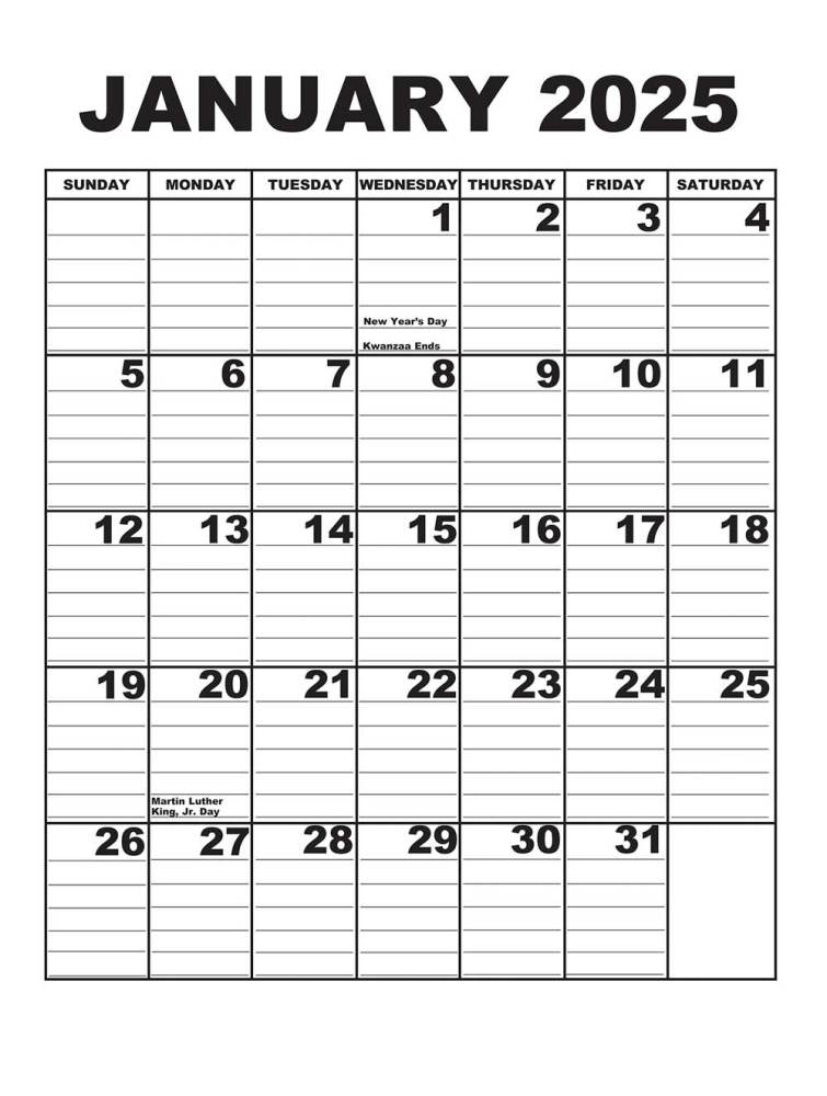 Giant Appointment Calendar 2025
