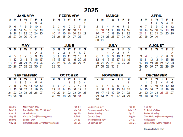 Holiday Calendar 2025 Canada Tom S Brown
