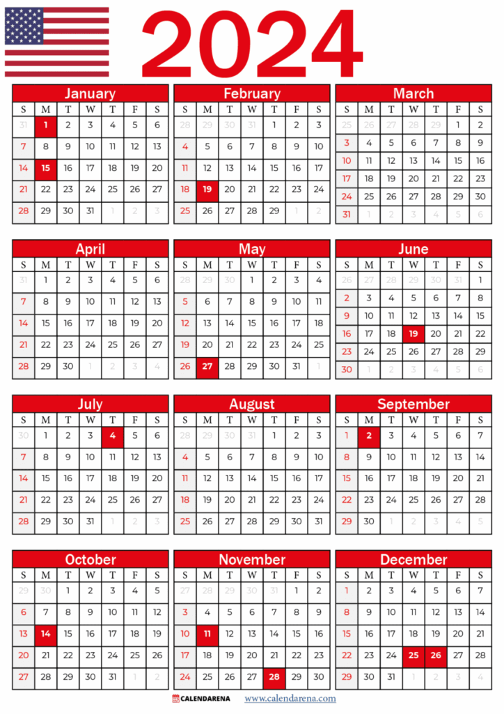 Holidays 2024 Usa Blank 2024 Calendar
