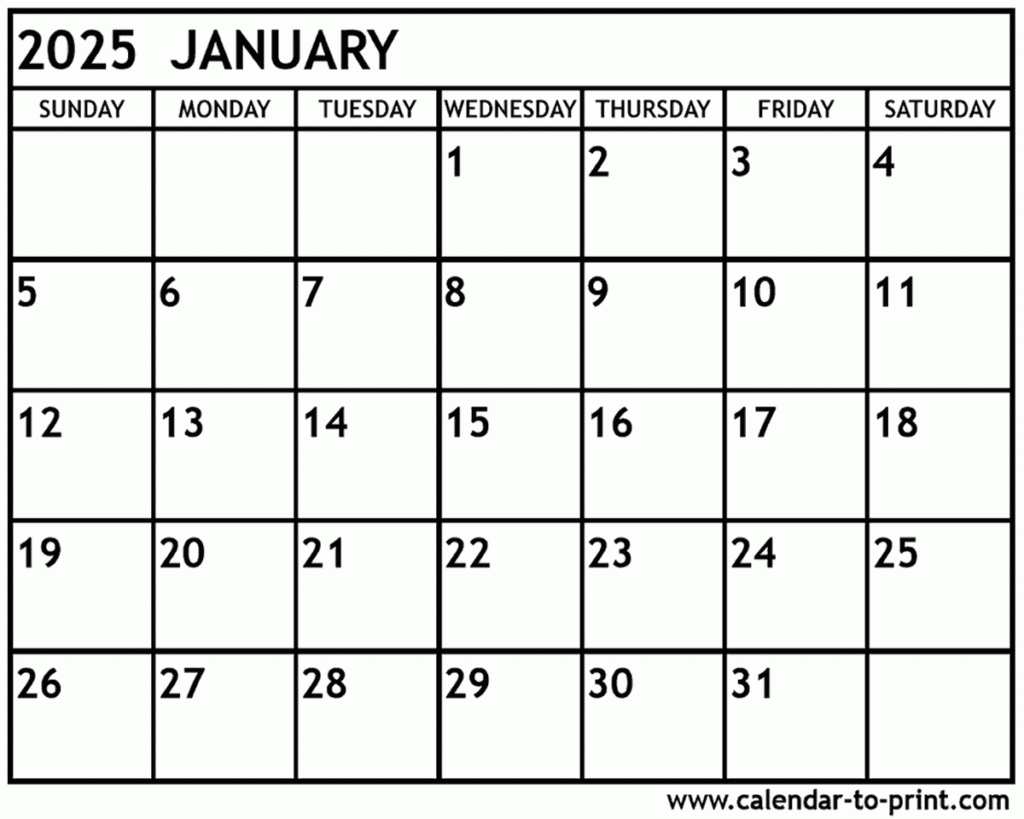 January 2025 Blank Calendar Template Downloads Today Oakley Prescotts