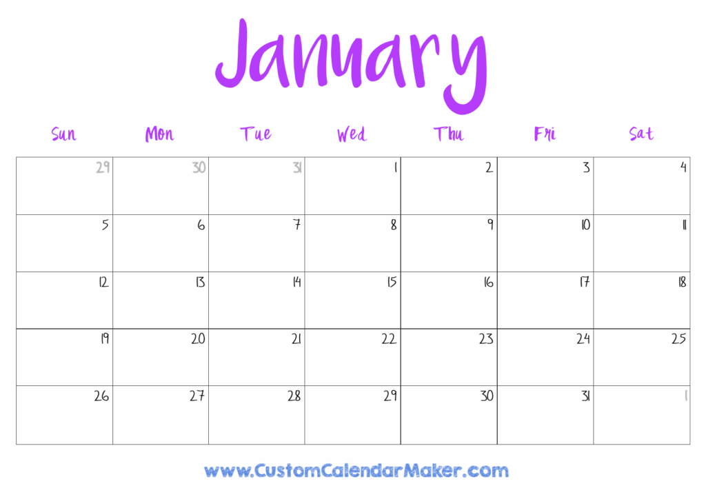 January 2025 Calendar Cute Printable Free Trial Free Edward B Brown