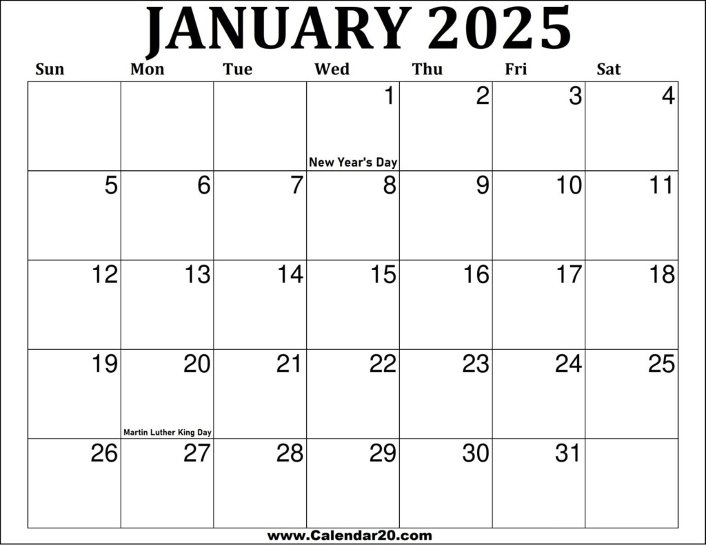 January 2025 Calendar Printable Calendar 2025 Lok Anet Maggee