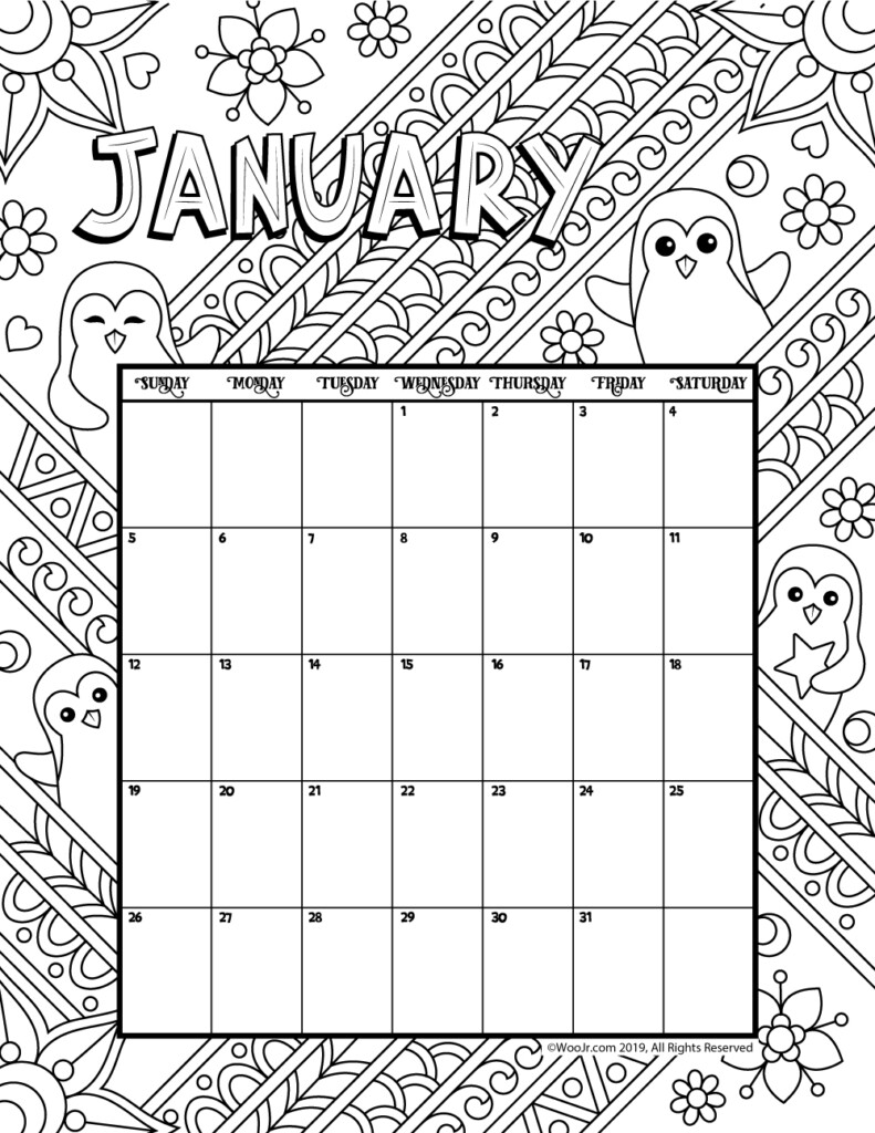 January 2025 Calendar Template Free Printable Coloring Monica J Dibiase