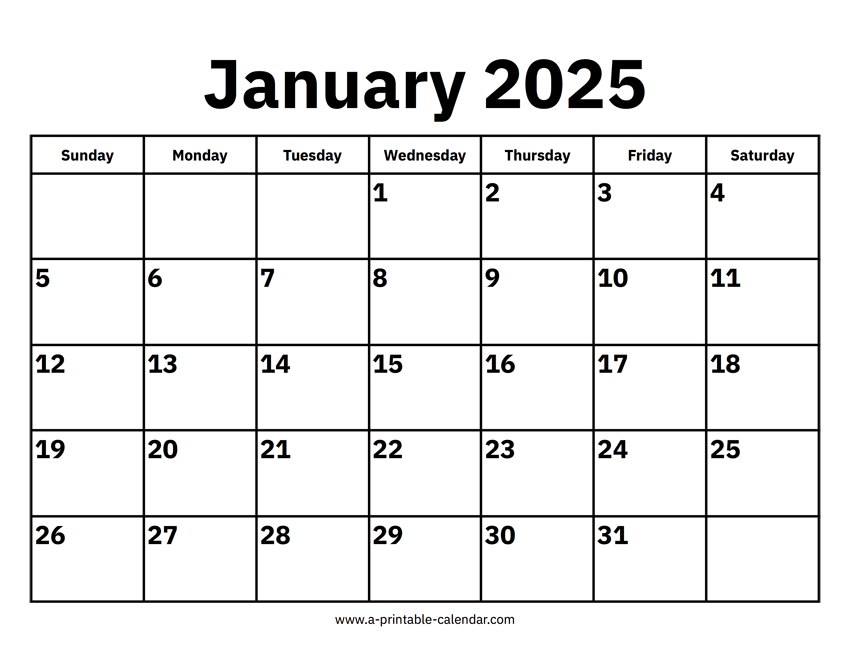January 2025 Calendars Printable Calendar 2025