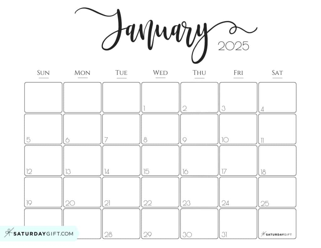 January 2025 Printable Calendar Cute Free Alexander N Knudsen