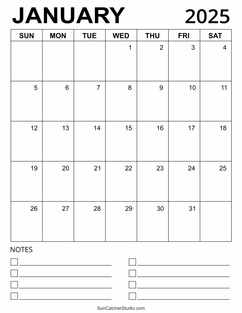 January 2025 Printable Calendar Printables Free Sandra P Toft