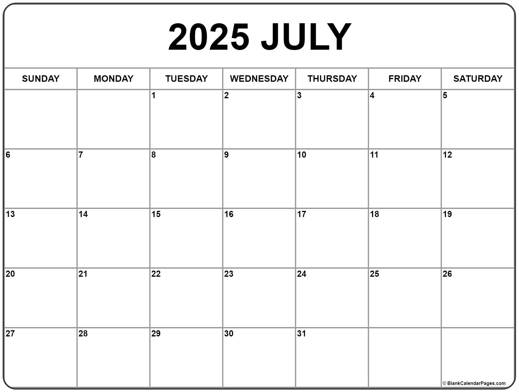 July 2025 Calendar Printable Free Pdf Format Johnny C Oliver