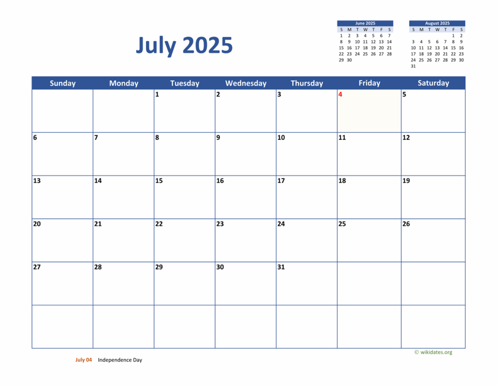 July 2025 Calendar Printable Free Wiki Page Alfred S Vestergaard