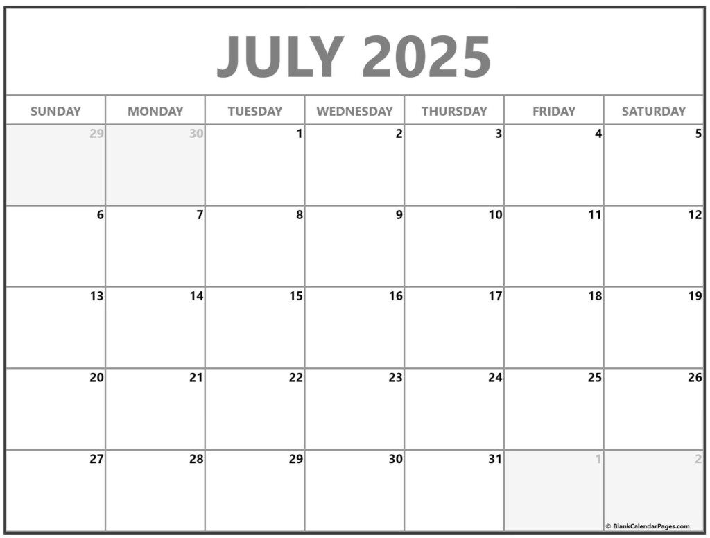 July 2025 Printable Calendar Page Morgan R Brown