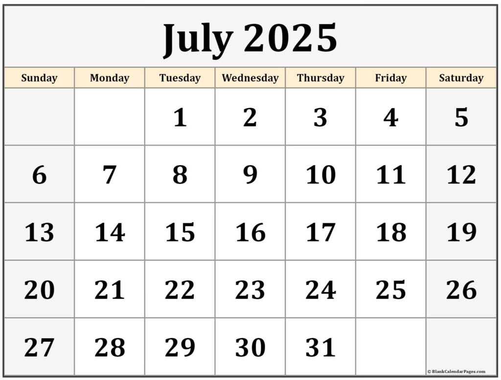 July 2025 Printable Calendar Page Morgan R Brown
