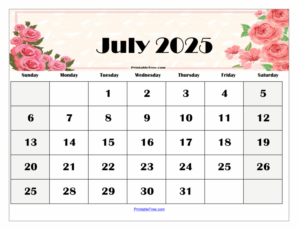 July Calendar Printable 2025 Cute With Holidays Jacob Nasir