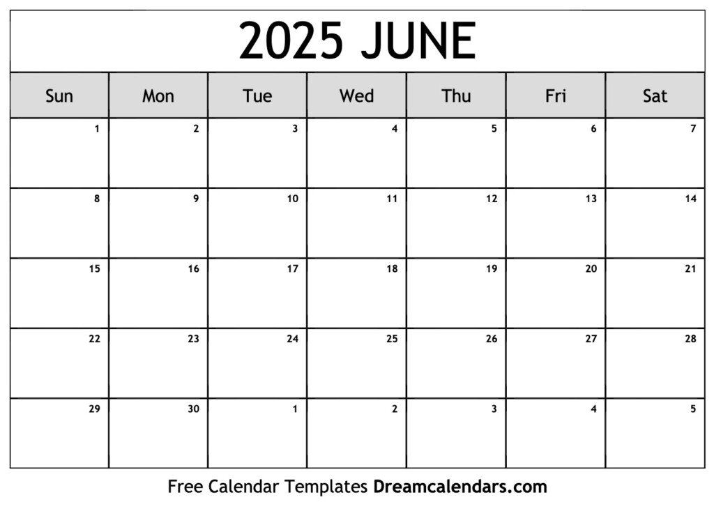 June 2025 Calendar Template Daniel J Thames