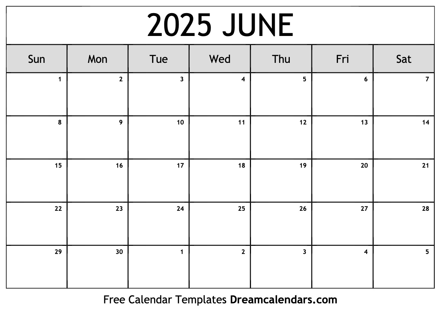 June 2025 Calendar Template Daniel J Thames