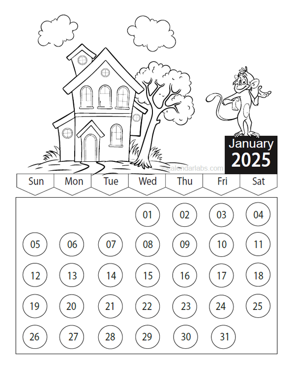 Kids Printable Calendar 2025 Arturo W Honore