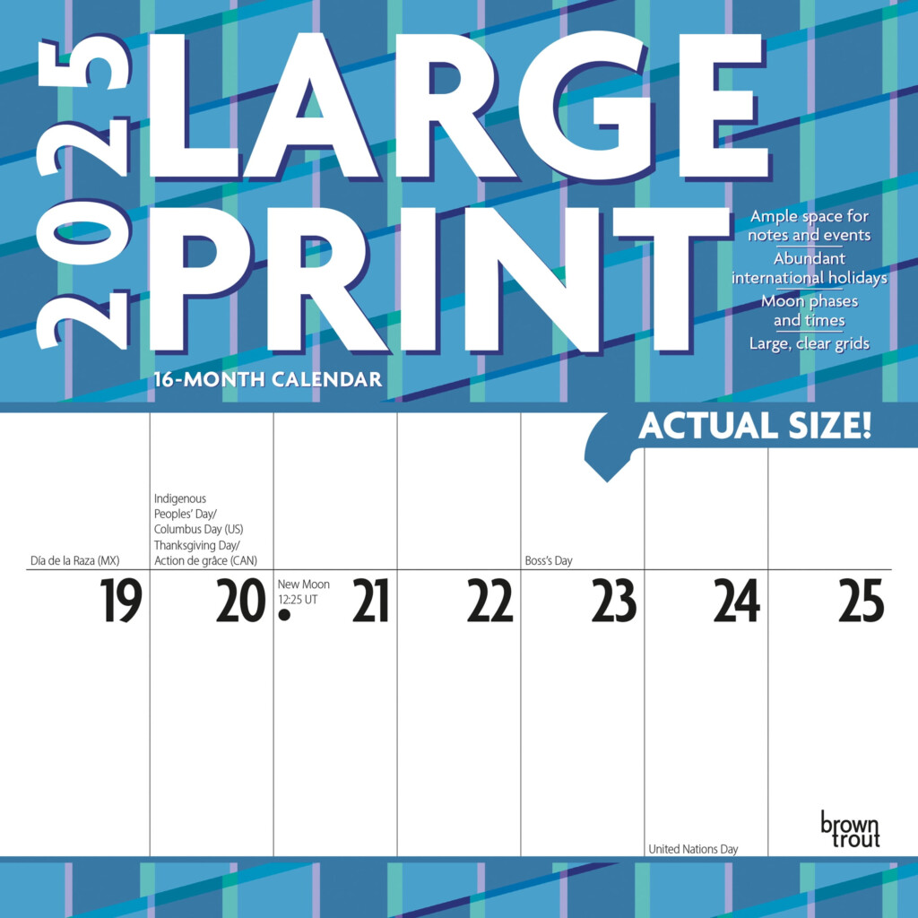 Large Print 2025 12x24 quot Hanging Square Wall Calendar BrownTrout 