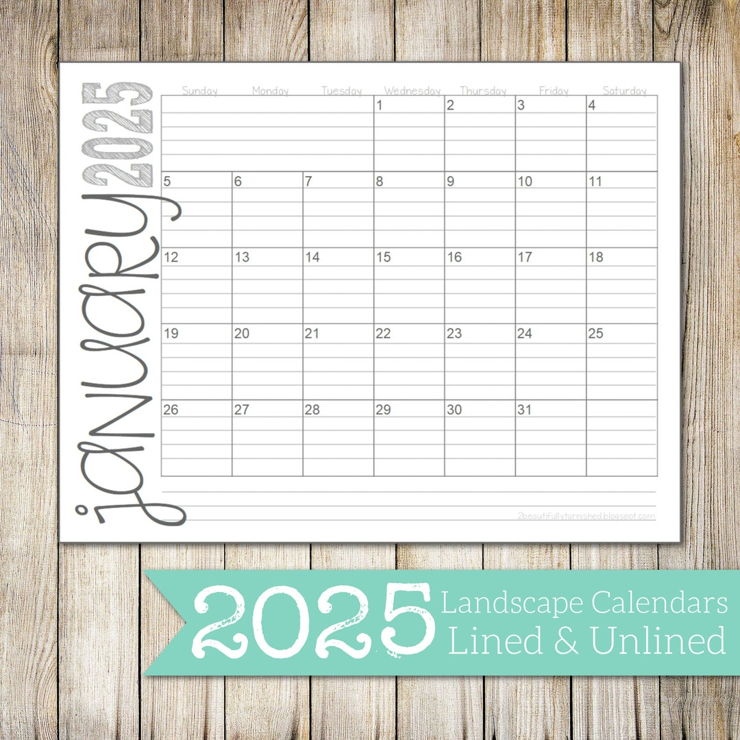 Lined Printable Calendar 2025 Emilia Aindrea