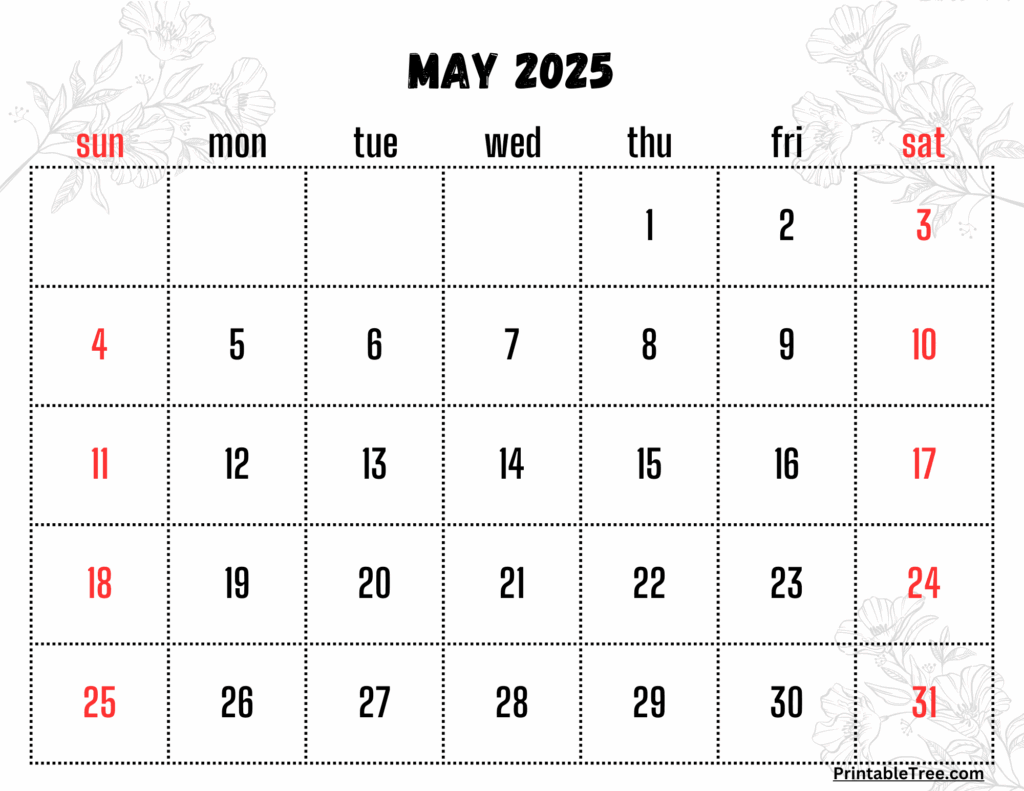 May 2025 Calendar With Holidays Printable Pdf 2025 Peter R Friis