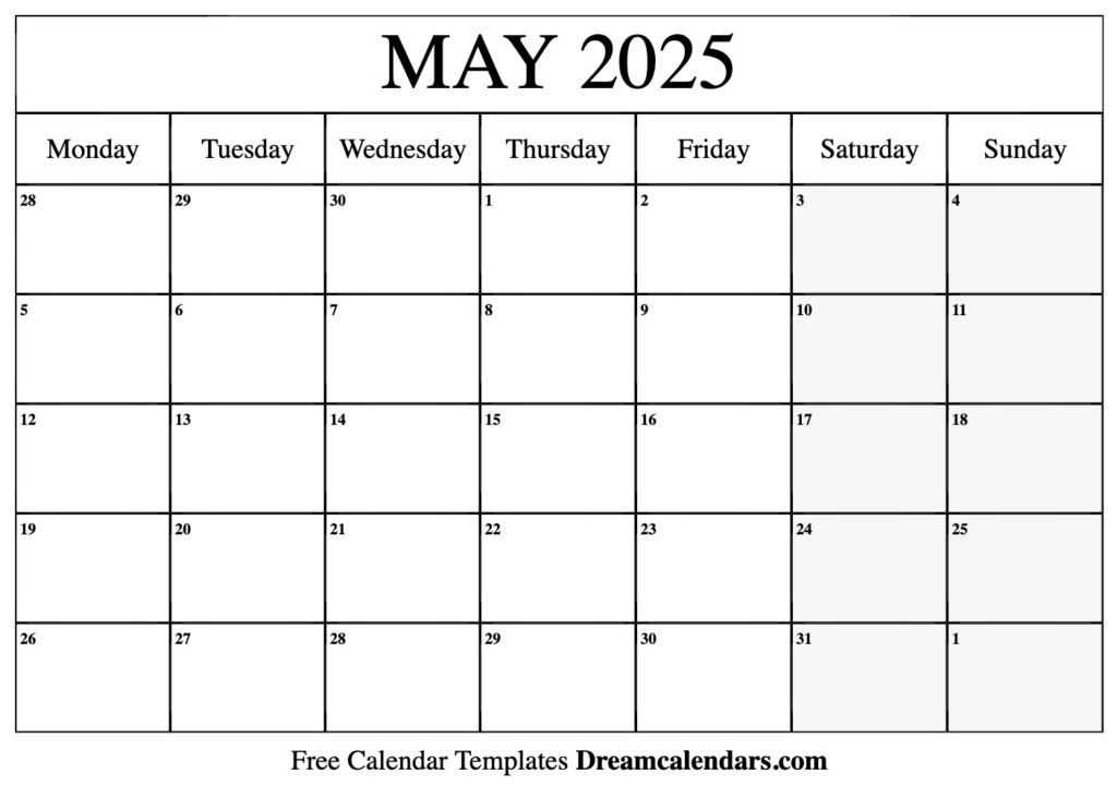 May 2025 May Calendar Pages Printable David O Thorne