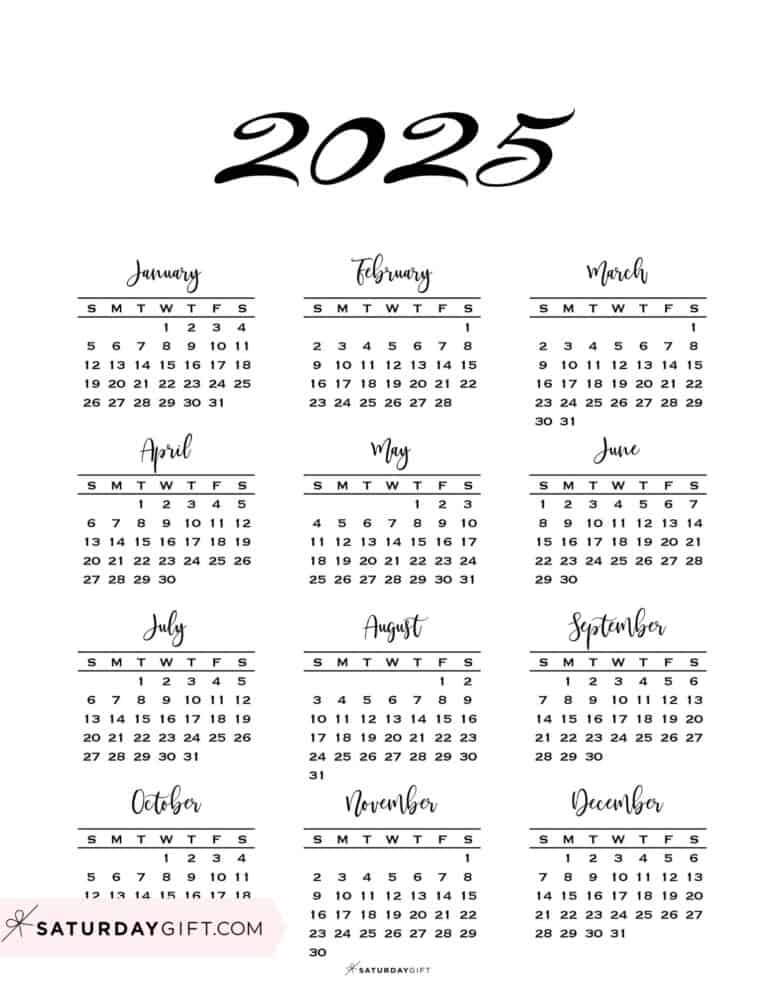Mini 2025 Calendar Printable Amie P Smith