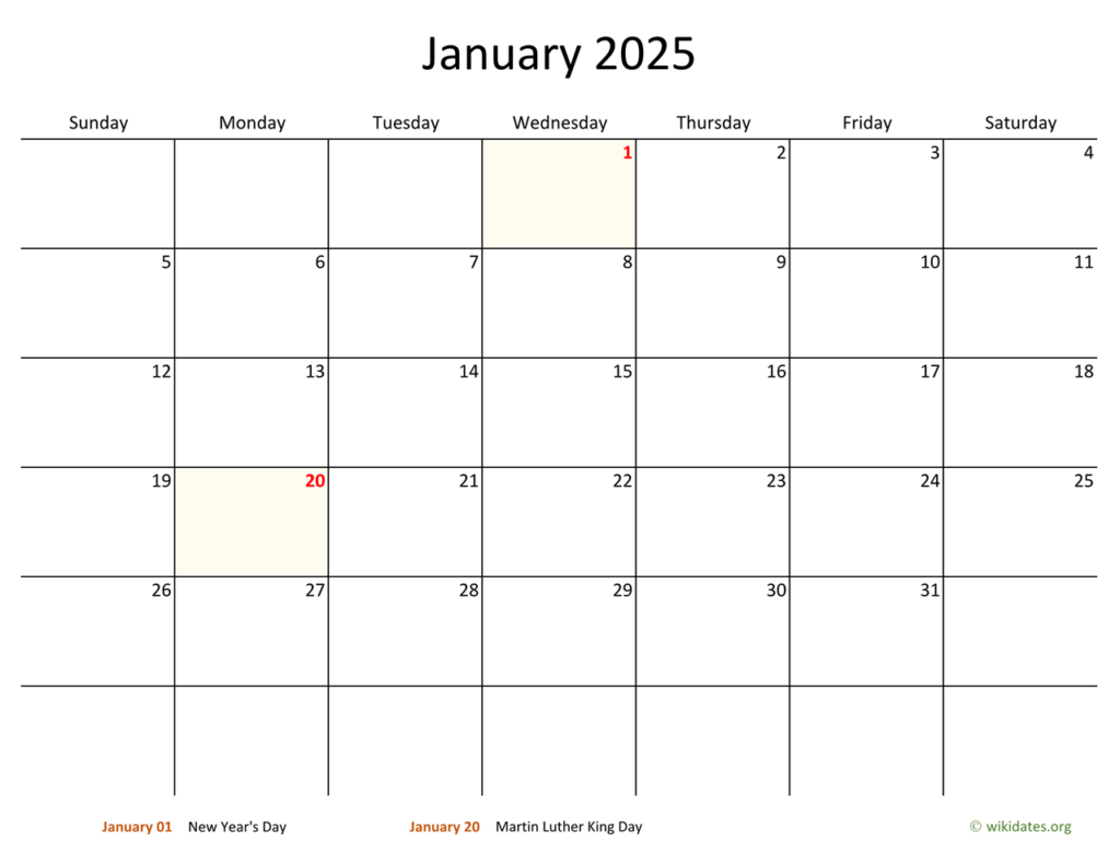 Monthly 2025 Calendar Printable Calendars 2025