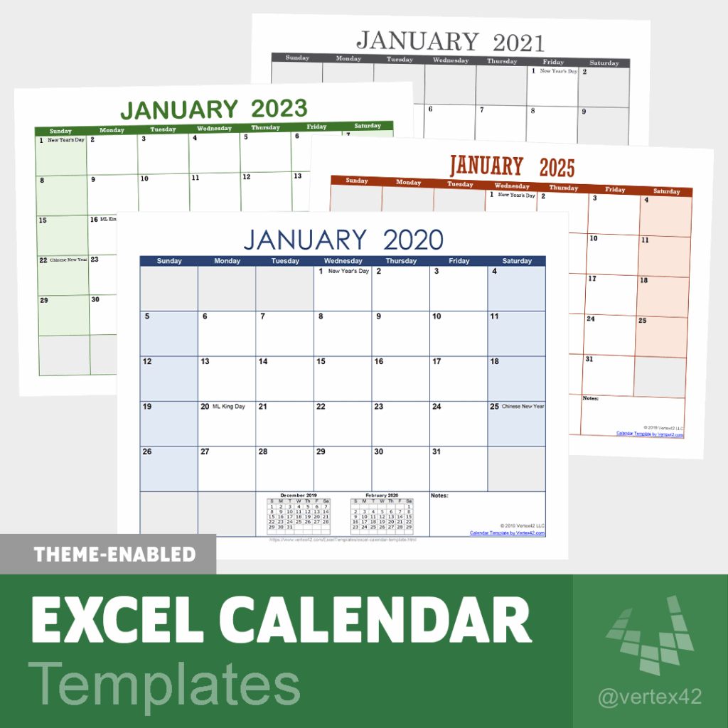 Monthly Calendar 2025 Excel Template Luna Rayyan