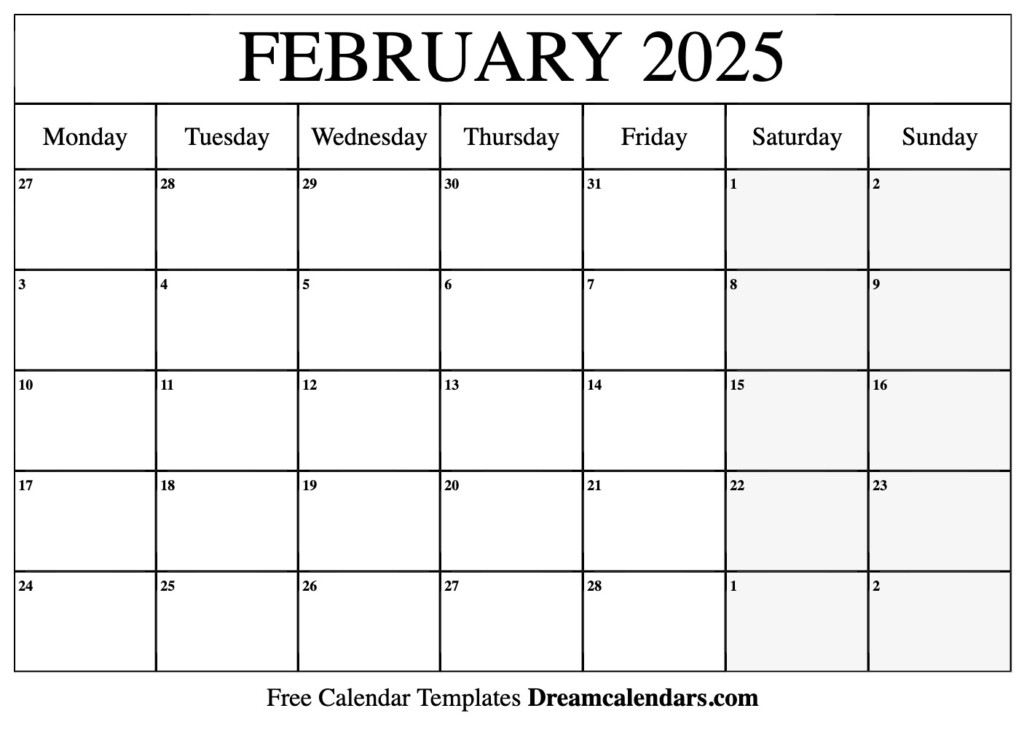 National Calendar For February 2025 Free Thomas D Shellenberger