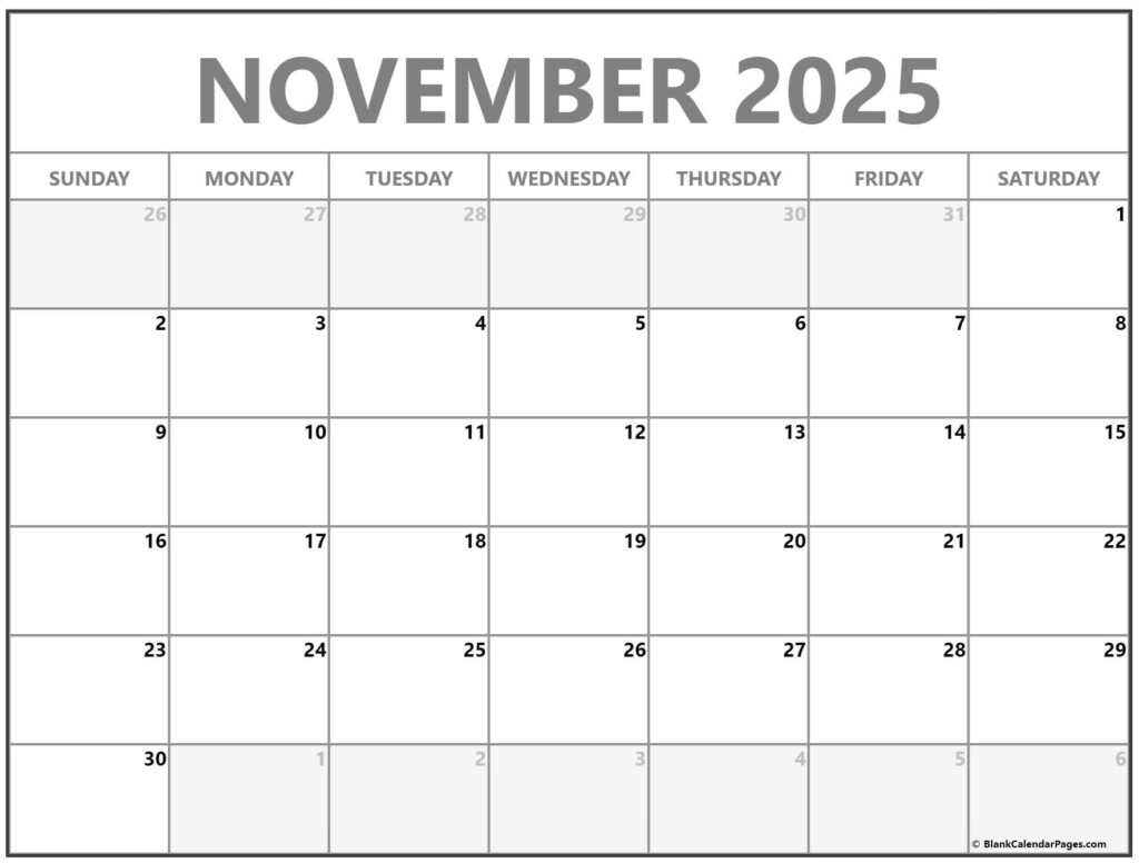 November 2025 5 Day Calendar Charles N Hayes
