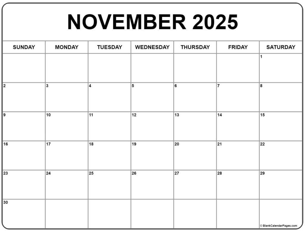 November 2025 Calendar Large Print Gabriel J Burke