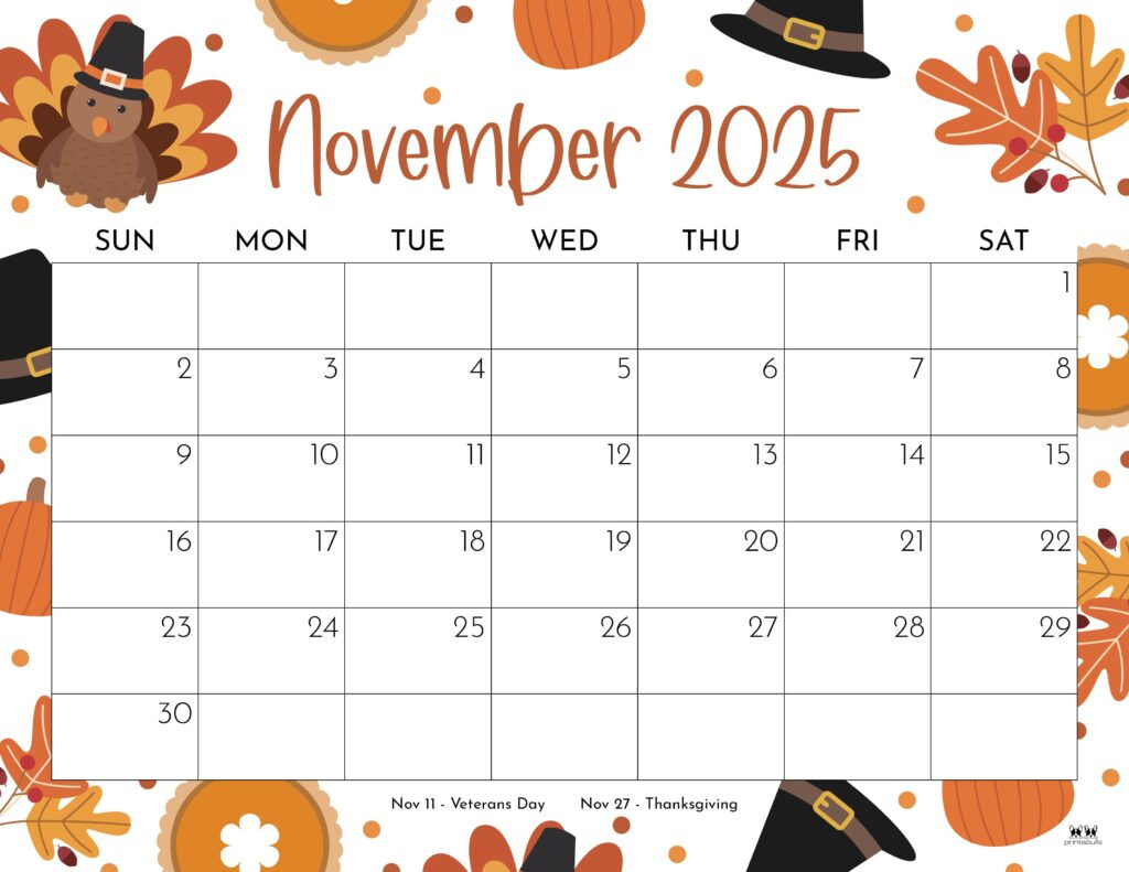 November 2025 Calendar With Holidays Printable Free Printable Calendars