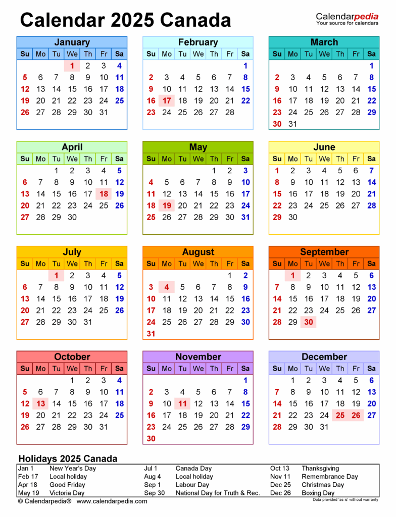November 2025 To February 2025 Calendar Canada Printable Calendar 