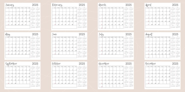 Premium Vector Bullet Journal Template Monthly Planer 2025 Week Start
