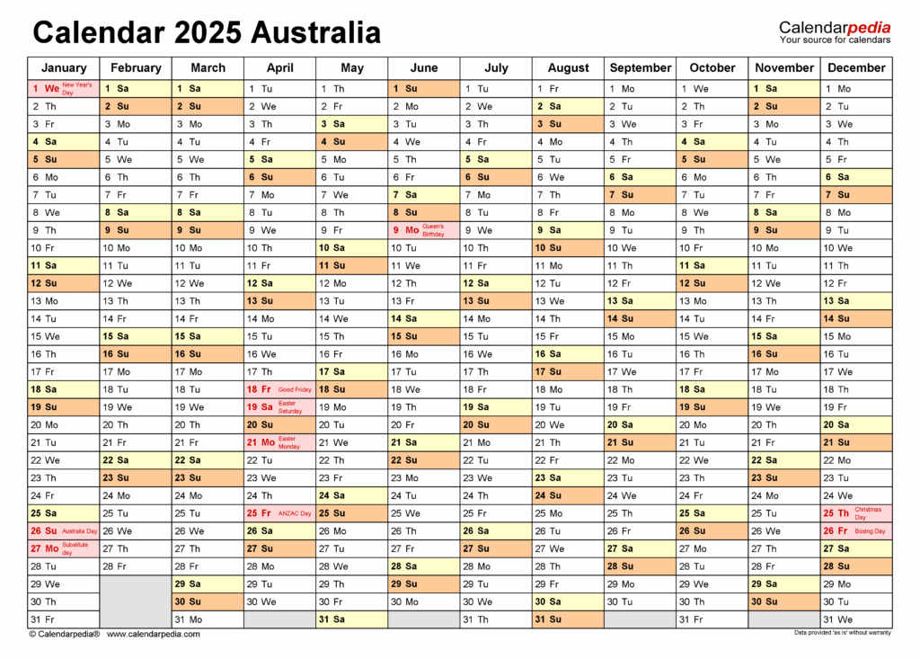 Printable 2025 Australian Calendar Printable Alma C Lorenzen