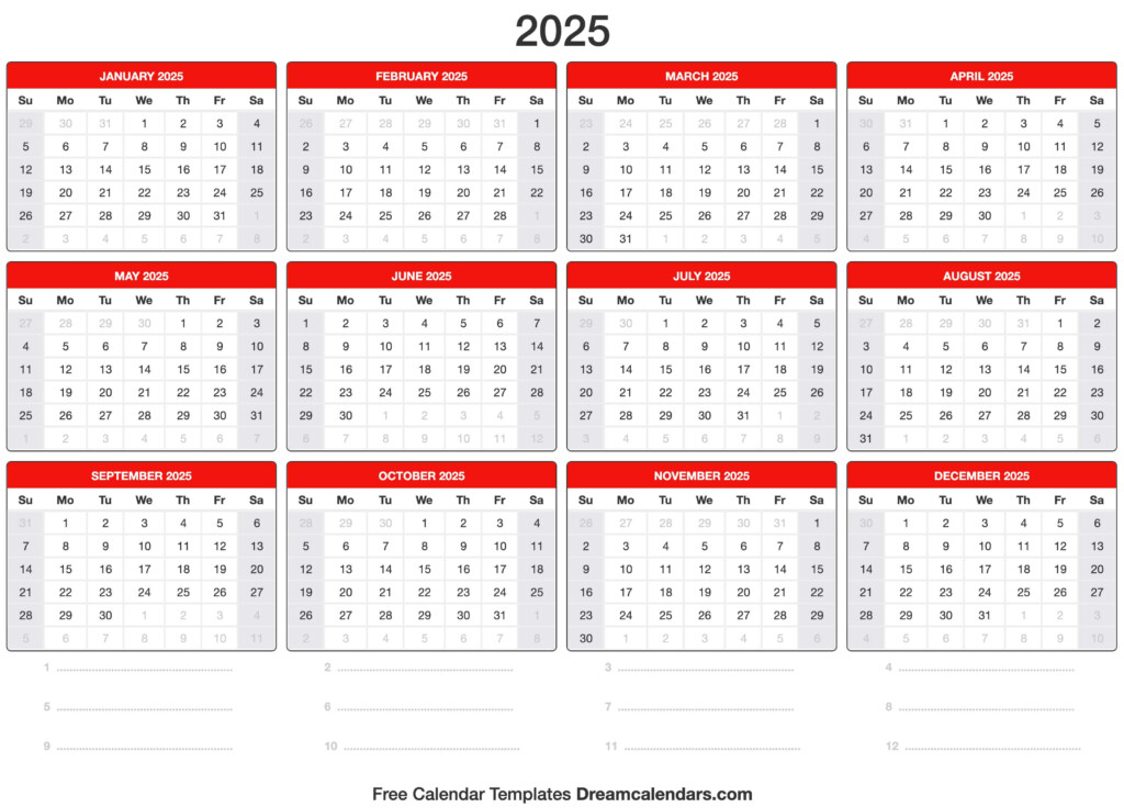 Printable 2025 Calendar One Page Word Erica F Fortier