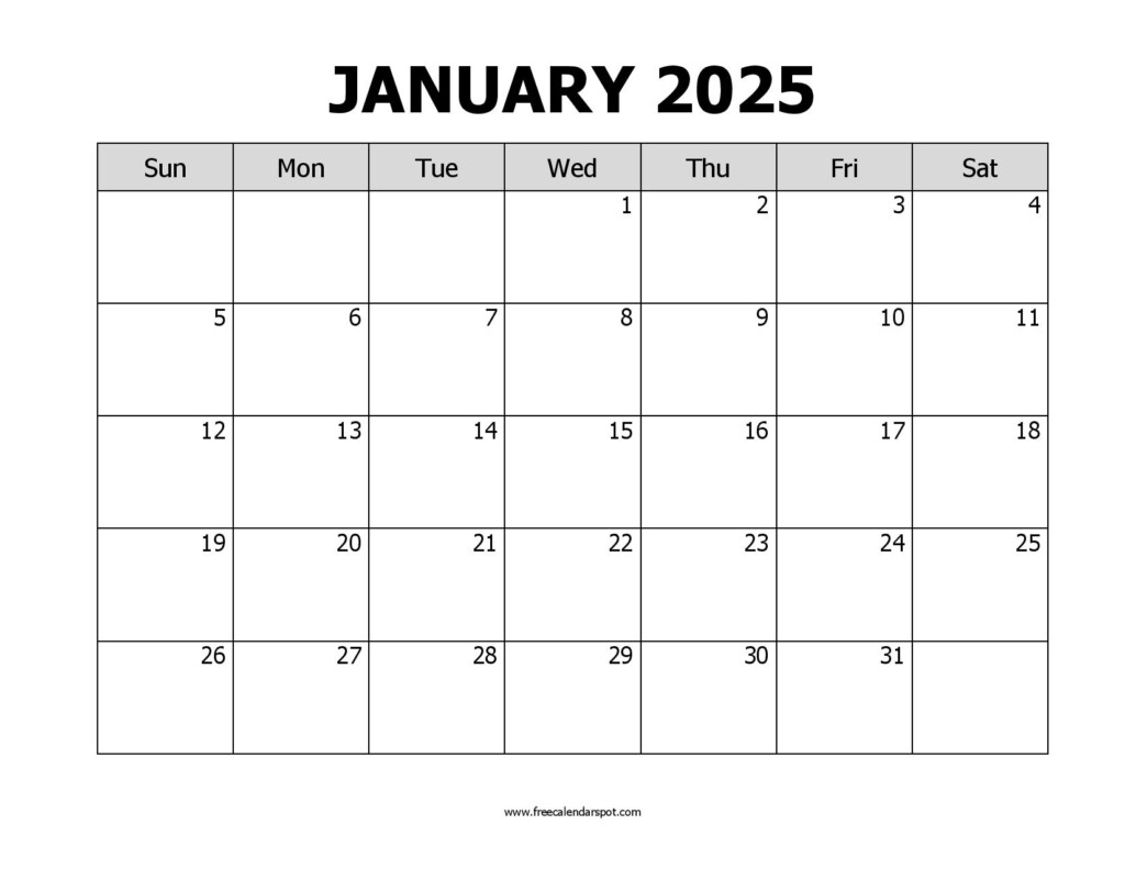 Printable 2025 Calendars FreeCalendarSpot Free Calendar Spot