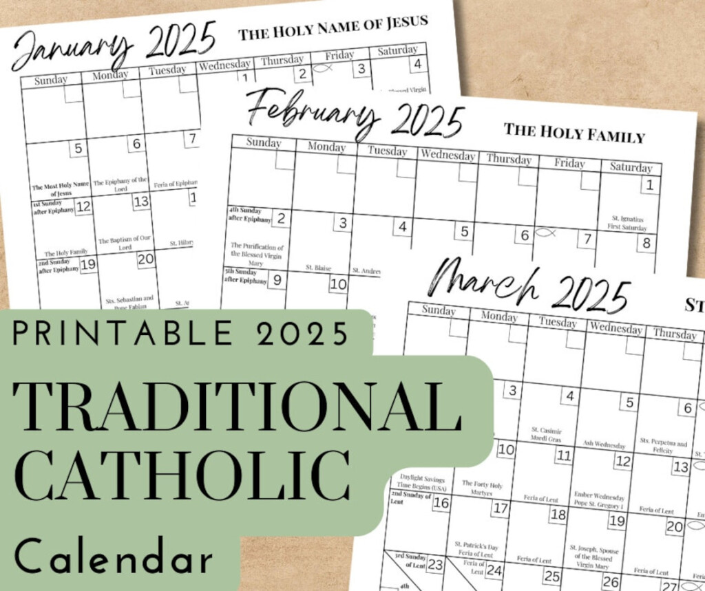 Printable 2025 Traditional Catholic Calendar Liturgical Calendar 