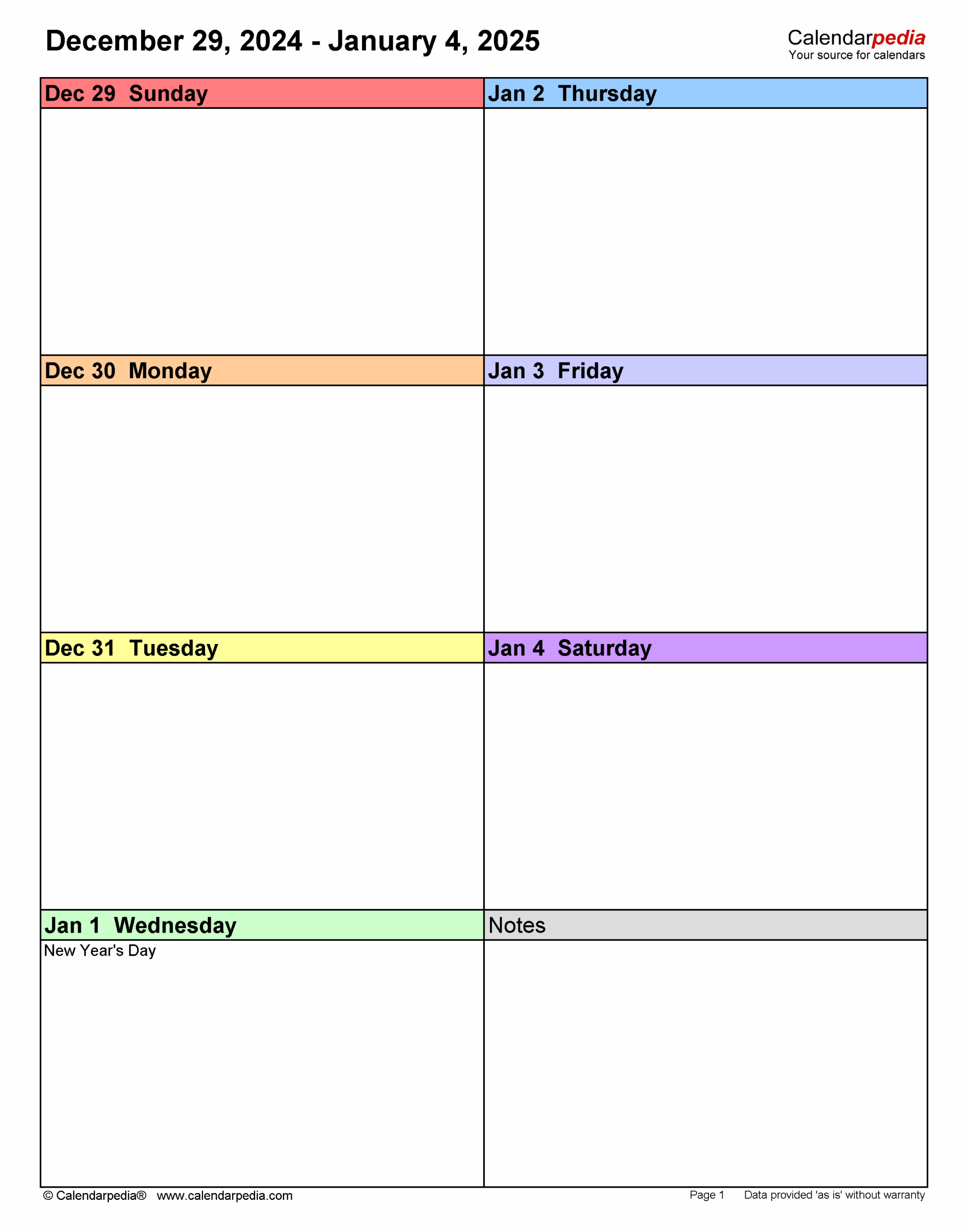 Printable 2025 Weekly Calendars Joyce G Poole