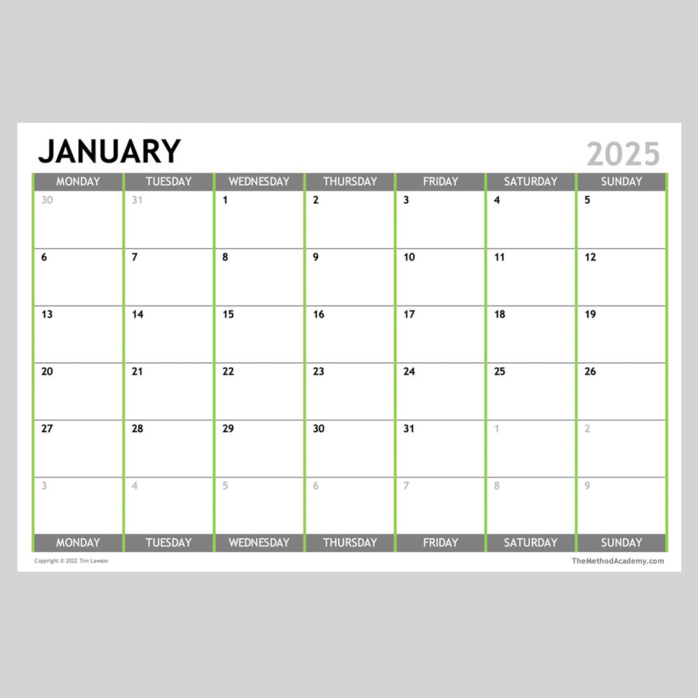 Printable A3 Monthly Calendar 2025 Blinny Adriana