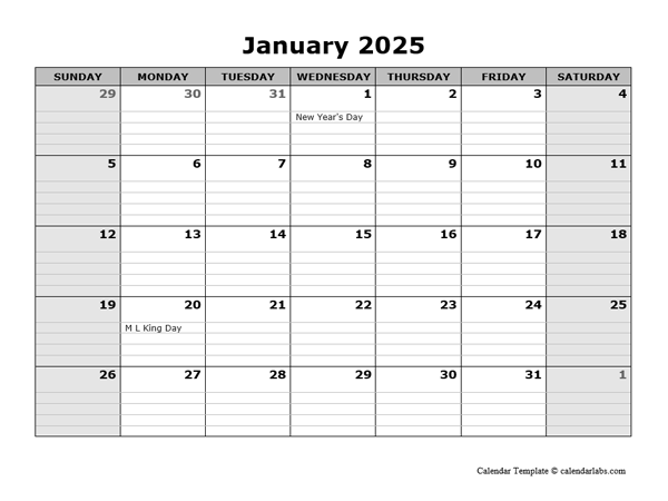 Printable Calendar 2025 Lined Darcy Street