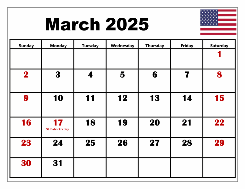 Printable Calendar 2025 March With Holidays Lisa J Henderson